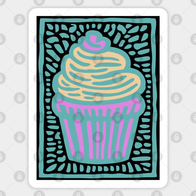 Trippy Psychedelic Cupcake Magnet by TuncGK